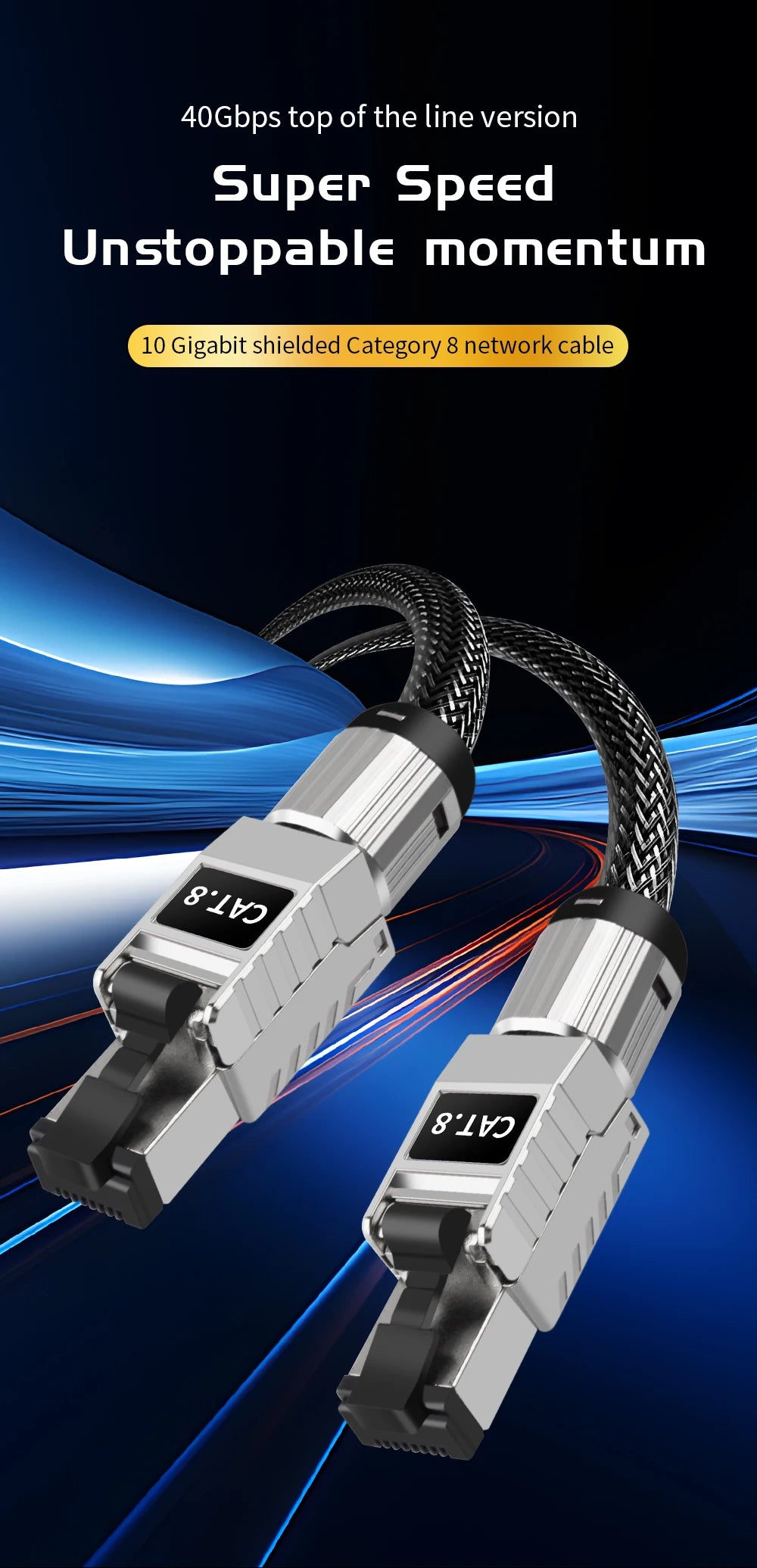 Super Speed RJ45 Network Cable Cat8 Cat7 Cat6A Ethernet Cable 40Gbps 2000MHz Laptop Internet LAN Cable for PS4 Wifi Router