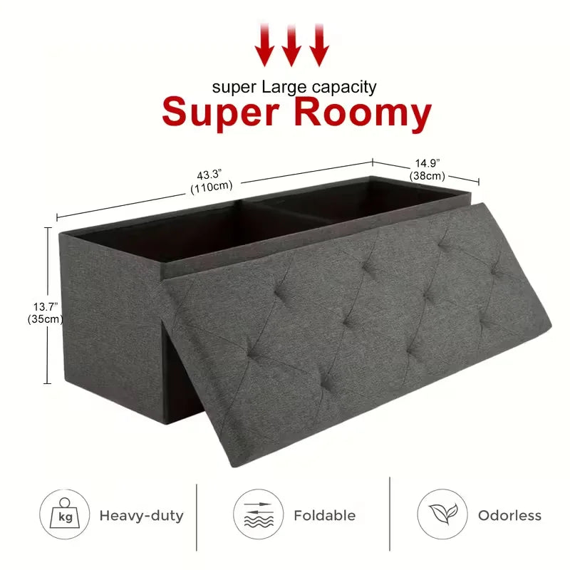 [Multi-Purpose Ottoman Bench] Heavy-Duty Multi-Purpose Folding Storage Ottoman Bench With Seat | Indoor/Outdoor, Space-Saving