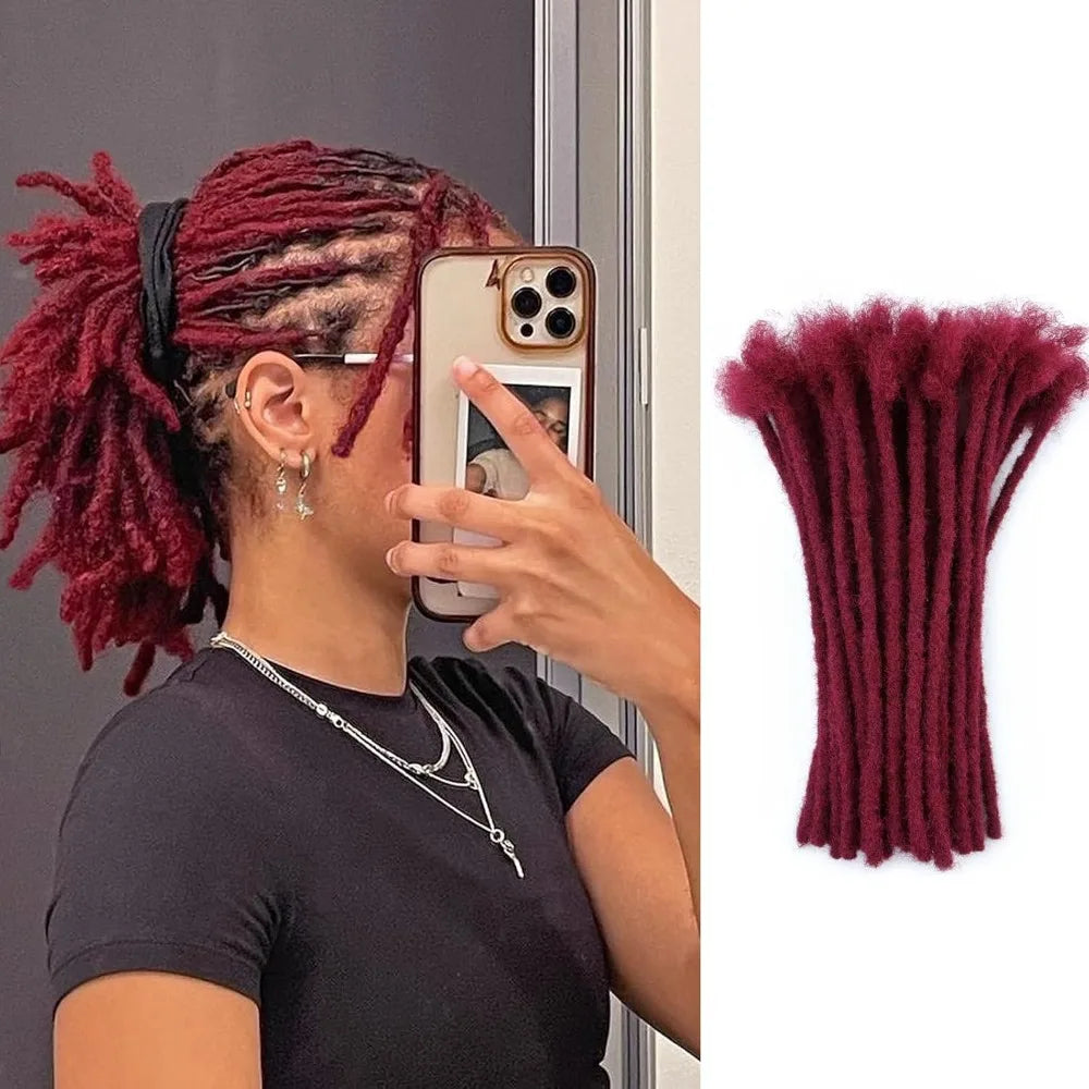 0.6 Cm Real Human Hair Dreadlock Extensions 4-18 Inch 10/40/70 Strands Full Handmade Locs Soft Natural Bulk Hair for Men Women
