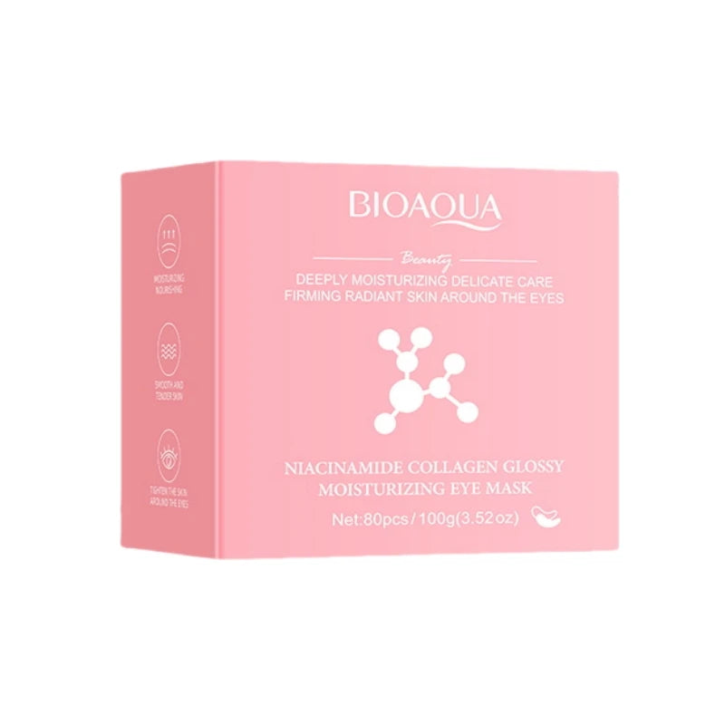 80Pcs Niacinamide Collagen Brightening and Moisturizing Eye Mask, Contains Niacinamide, Making the Skin More Radiant, Firm, and Moisturized, Providing a Glowing Effect, Improving Dry Skin Around the Eyes, Suitable for Those W