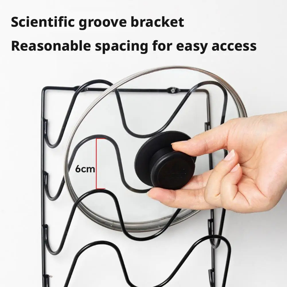 Kitchen Organizer Rack Wall Hanging Pot Cover Rack Five-Layer Pot Lid Multifunctional Rack Space Saving Kitchen Storage Rack