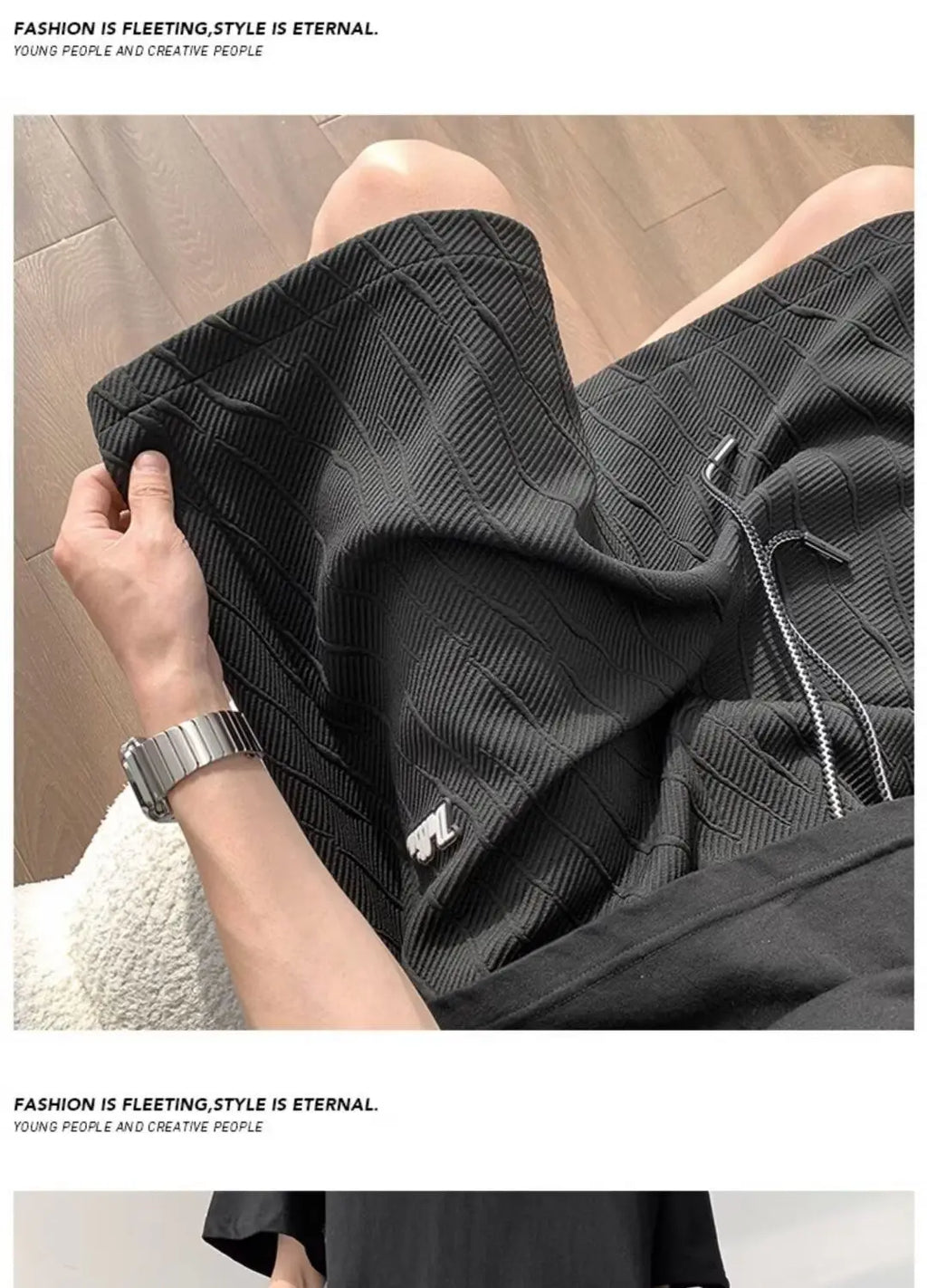 Men's Wide Leg Pants Summer Stripes Loose Casual Trendy Mid-length Pants Comfortable Elastic Waist Fashion Letter Sports Shorts