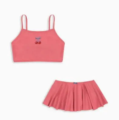 Baby Swimwear KS Brand 2026 New Summer Girls Swimsuit Cute Cherry Kids Baby Outfit Set Holiday Beach Bikini Children Clothing