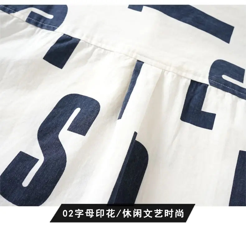 Men Clothing Spring Autumn Trendy Vintage Letter Print Lapel Shirt Simple Casual Long Sleeve Pocket Loose Tops Camisa Masculina