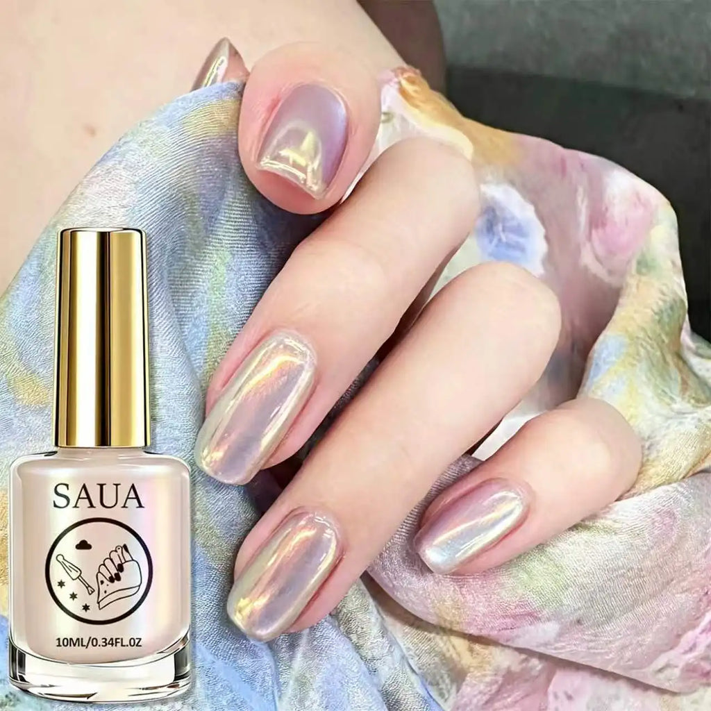 Colorful Aurora Polarized Nude Nail Polish 10ML, Gentle Versatile Color, Easy Application, Quick Dry, Glossy Transparent
