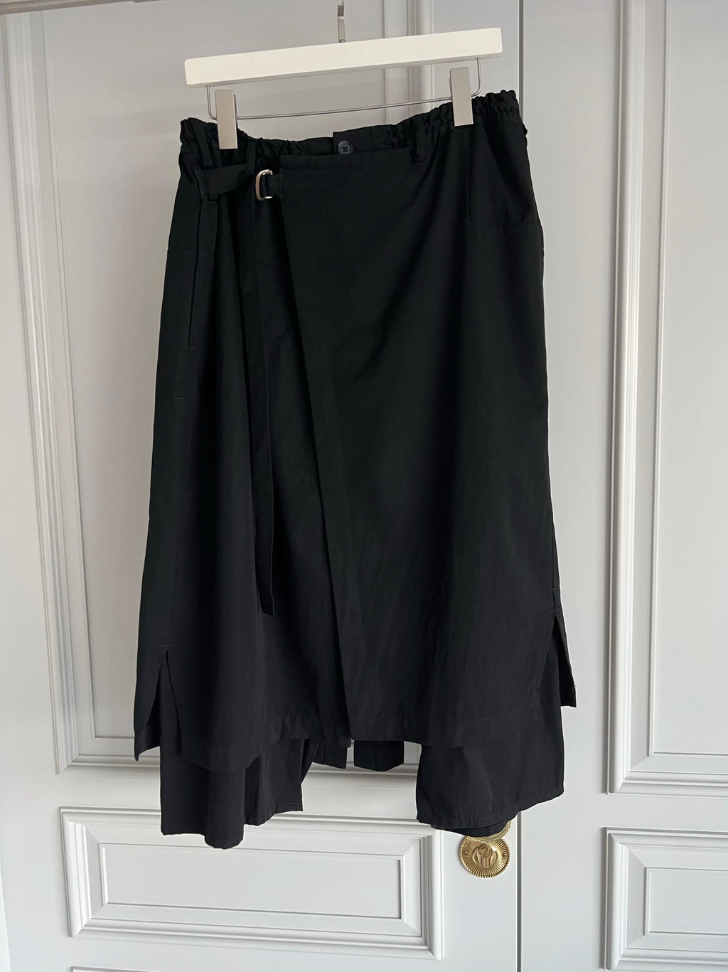 TOP-YAMAMOTO original design black loose double-layer elastic waist culottes and dark niche Japanese-style trousers