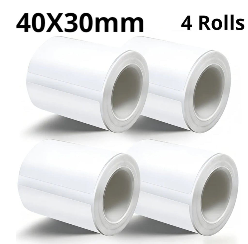 Glossy Thermal Sticker Labels, 4 Rolls Oil Resistant Scratch Resistant Multi-purpose White Label Tape Fit for All Kinds of Label