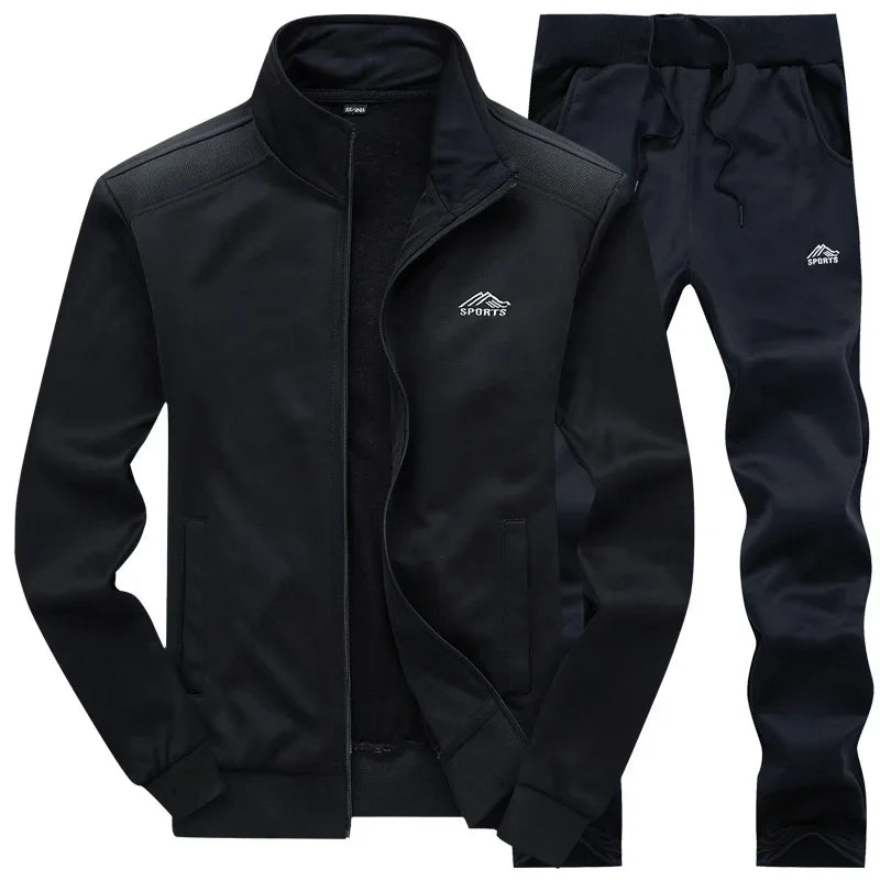 2025 Gym Spring Jacket + Pants Casual Tracksuit Men Sportswear Tracksuits Men Polyester Sweatshirt Sporting Fleece ropa hombre