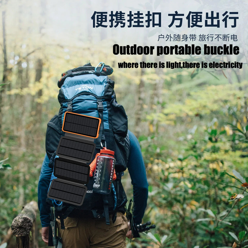 50000mAh Portable Solar Power Bank Fast Charging USB-C/USB-A for IOS Android Outdoor Large Capacity Backup Charger for Camping