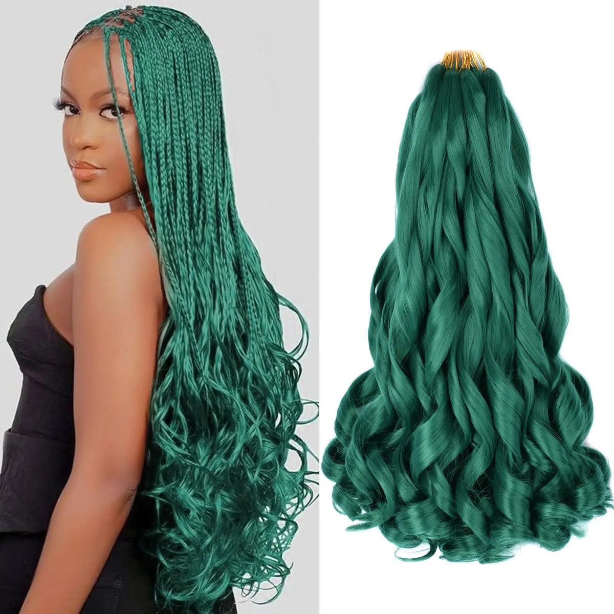 French Curly Braiding Hair 22Inch Synthetic Curly Braiding Hair Pre Stretched Loose Wavy Curl Braiding Hair Extensions For Women