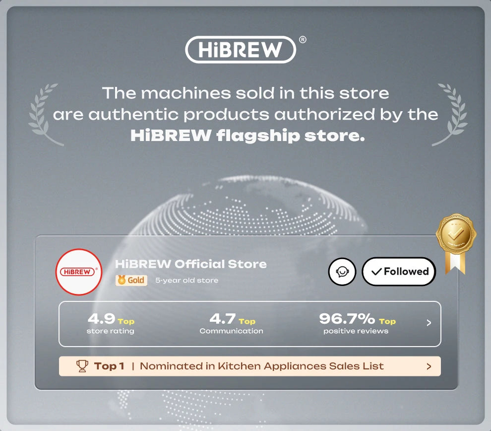 HiBREW G5 48mm Conical Burr Electric Coffee Grinder Compact Portable Coffee Bean Mill Kitchen for Espresso Turkish Coffee