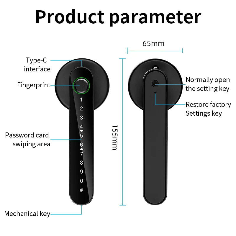 KERUI Tuya Smart Life Fingerprint Door Lock Bluetooth Electronic Lock 5-in-1 Fingerprint Password APP  Key for Home Apartment