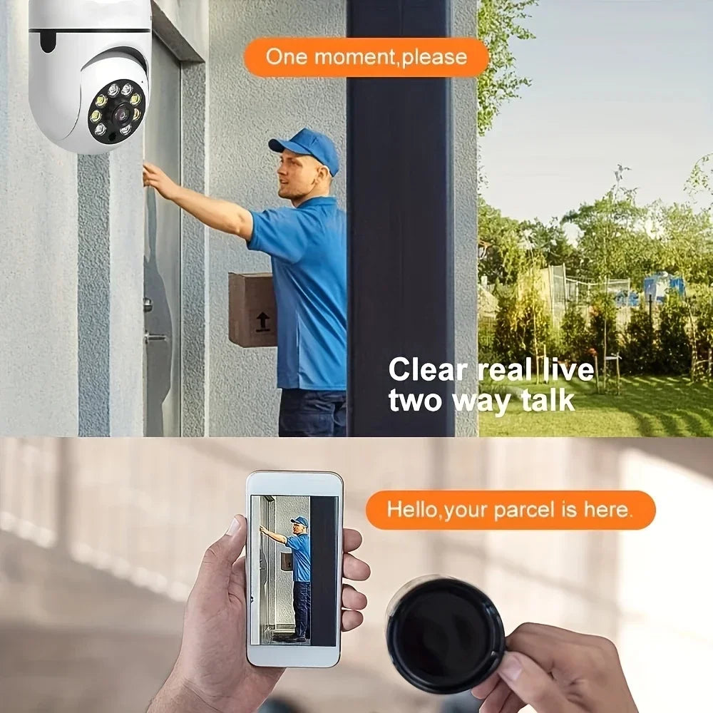 Ease Life APP-Light Bulb Security Cameras Outdoor Wireless WiFi Camera 5GHz, 360 Degree, E27 Light Socket Screw In Securi