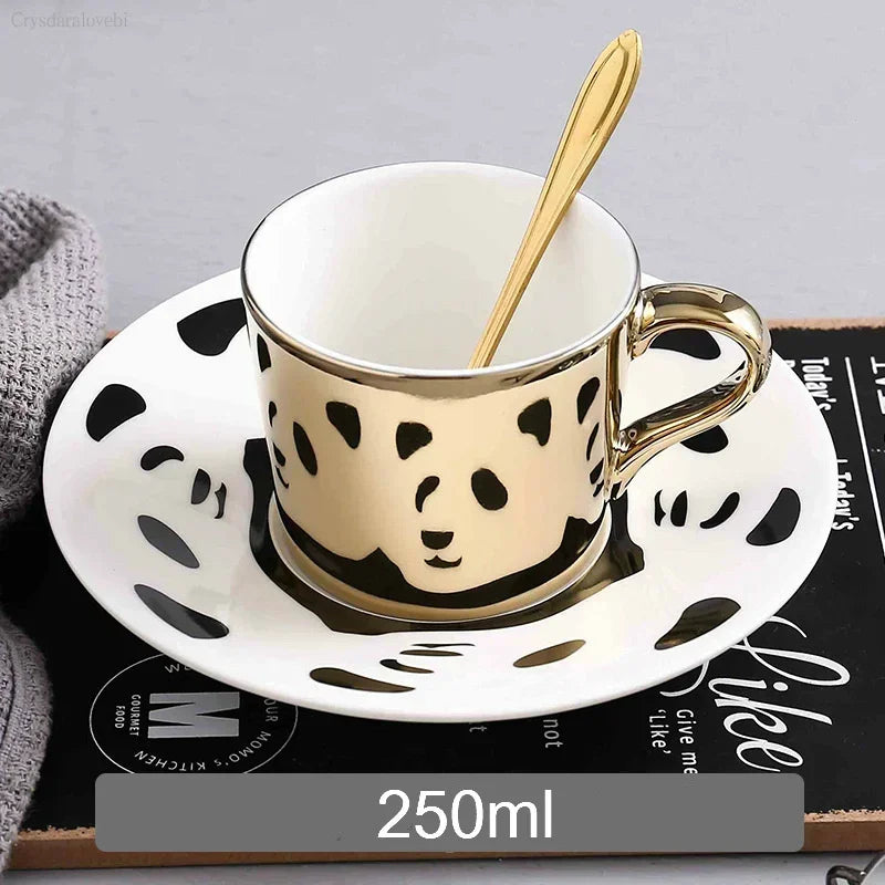 New Dynamic Mirror Reflection Cup Mug 250~300ml Home Drinkware Creative Ceramic Anamorphic Cup Coffee Tea Set Interesting Gift