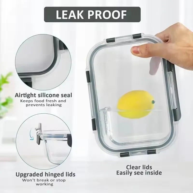 Rectangular Glass Lunch Box Microwave Safe Fresh Preservation Box for Office Workers with Lid Food Storage Containers Bento Box