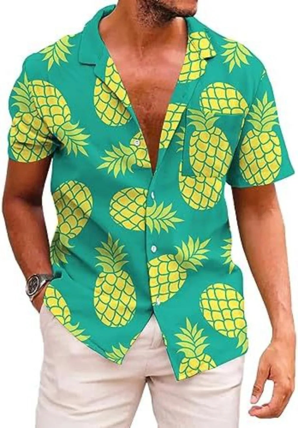 Summer Trendy Hawaiian Men's Palm Beach Shirt Tropical Vacation Clothing