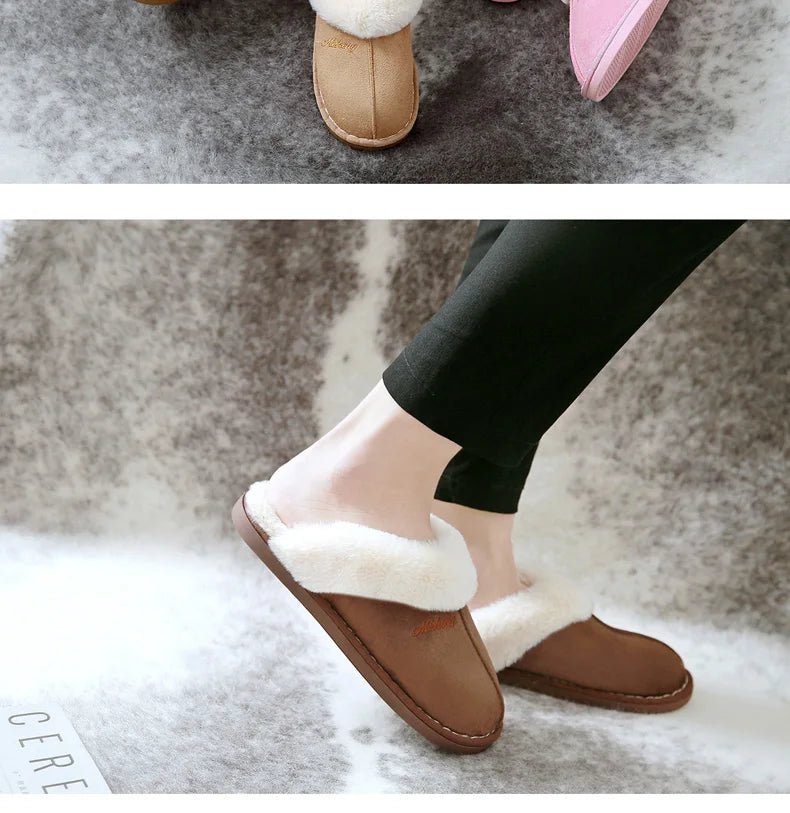 Big Size 47 Men Winter Slippers Furry Warm Home Shoes Men Couples House Floor Slides Slip On Footwear Comfortable Soft Bedroom S