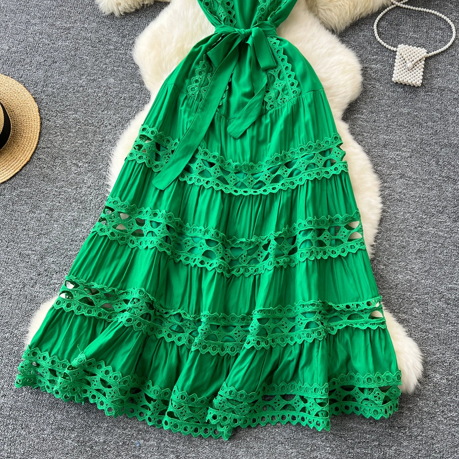 Sexy Hollow Out Embroidery O Neck Sleeveless Bandage Long Dresses Chic Evening Party Summer Vestidos Women Hip Wrap Clothing