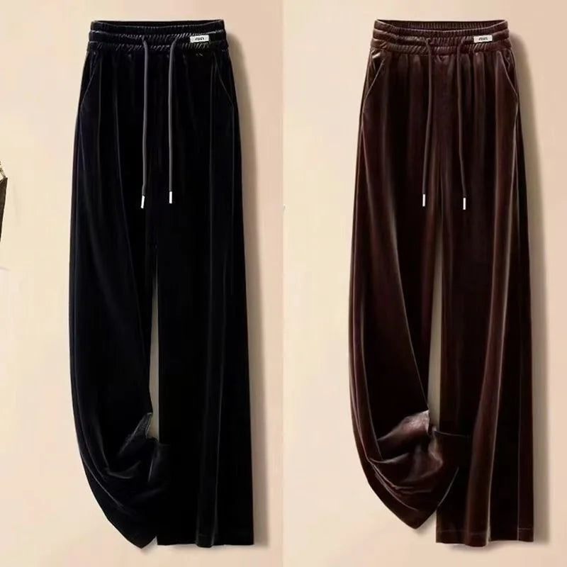 Velvet 2025 High Waist Gold Velvet Casual Pants Winter New Women's Pants Straight Pants Velvet Women's Pants