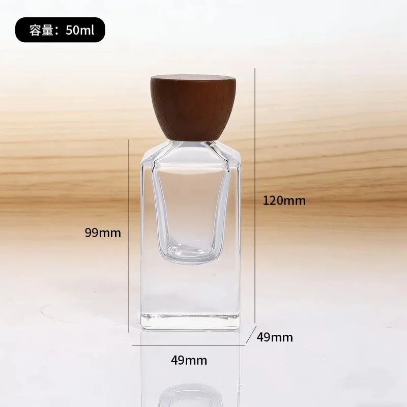 5pcs 30/50ml Premium Perfume Bottle Clear Square Glass Bottle Thickened Bottom Fine Mist Spray Bottle Crimp Nick Bayonet Bottle