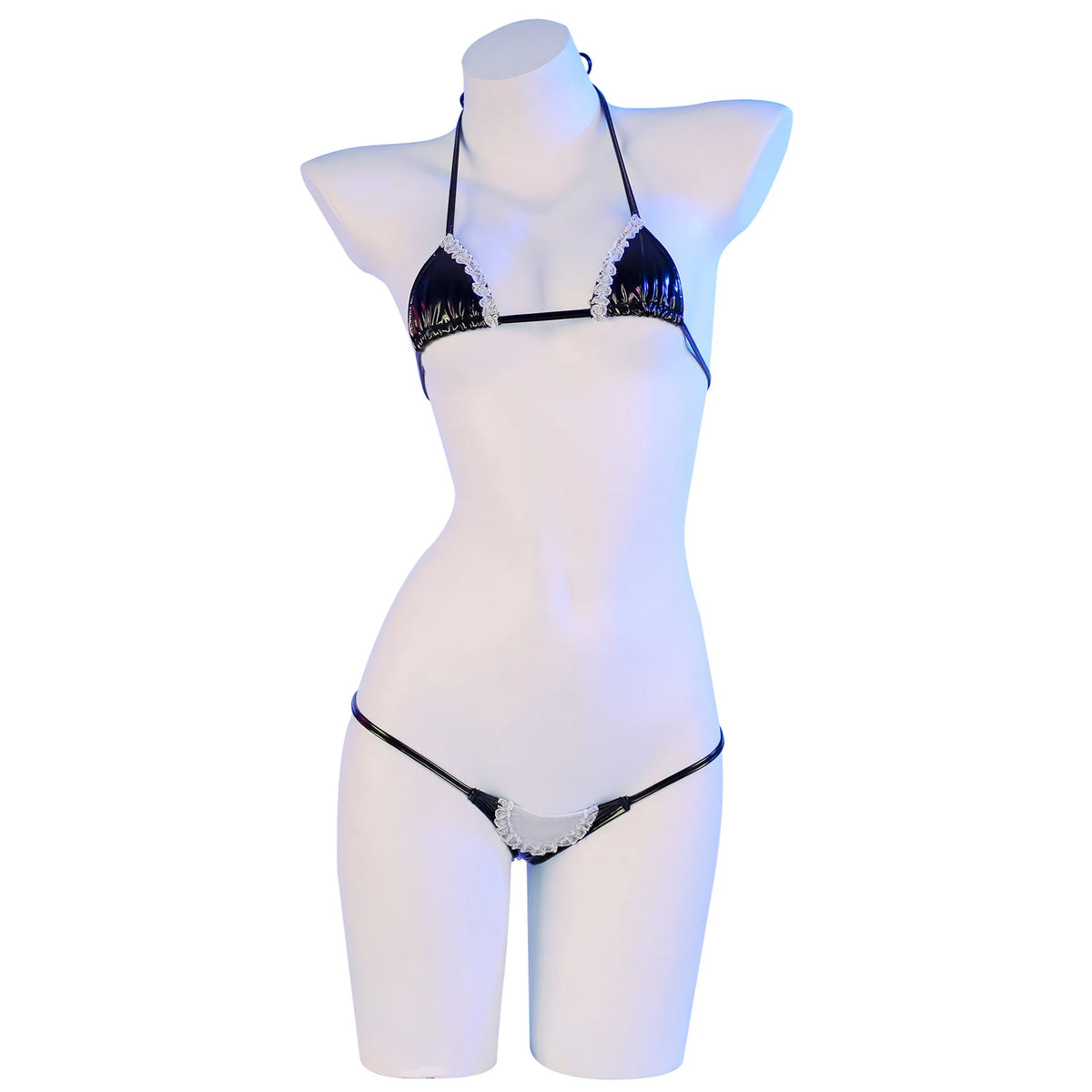 Anime Comics Girl Leather Bikini Sets 2024 New Women Sexy Two-piece Thong swimsuit Bathing Suit Cute Bikini Maid Cosplay Costume