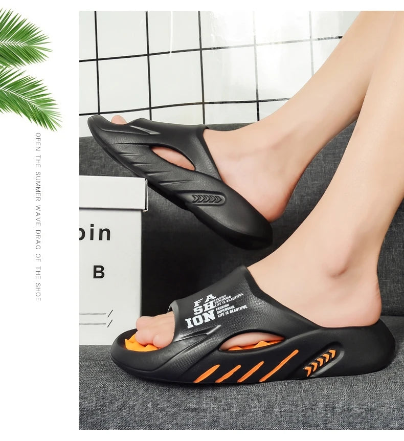 Men's Massage Slides Ultra Soft Cloud Slippers Thick Sole Non-slip Indoor Outdoor Sandals Casual Beach Flip Flops Big Size 48 49