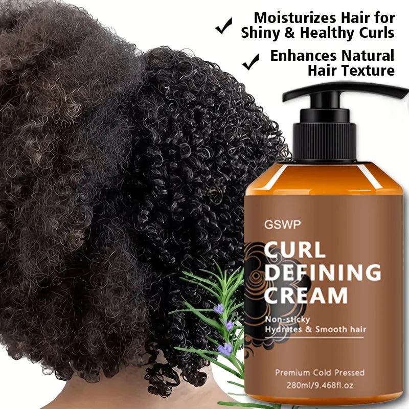 GSWP Moroccan Argan Oil Styling Cream enhances elasticity and smoothness, creating soft, bouncy, frizz-free curls. 280ml