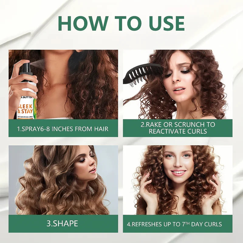 YUITIKUE Argan Oil Shea Butter Curly Hair Styling Spray Sleek Stay Frizz Resistant High Shine Long Lasting Hair Care