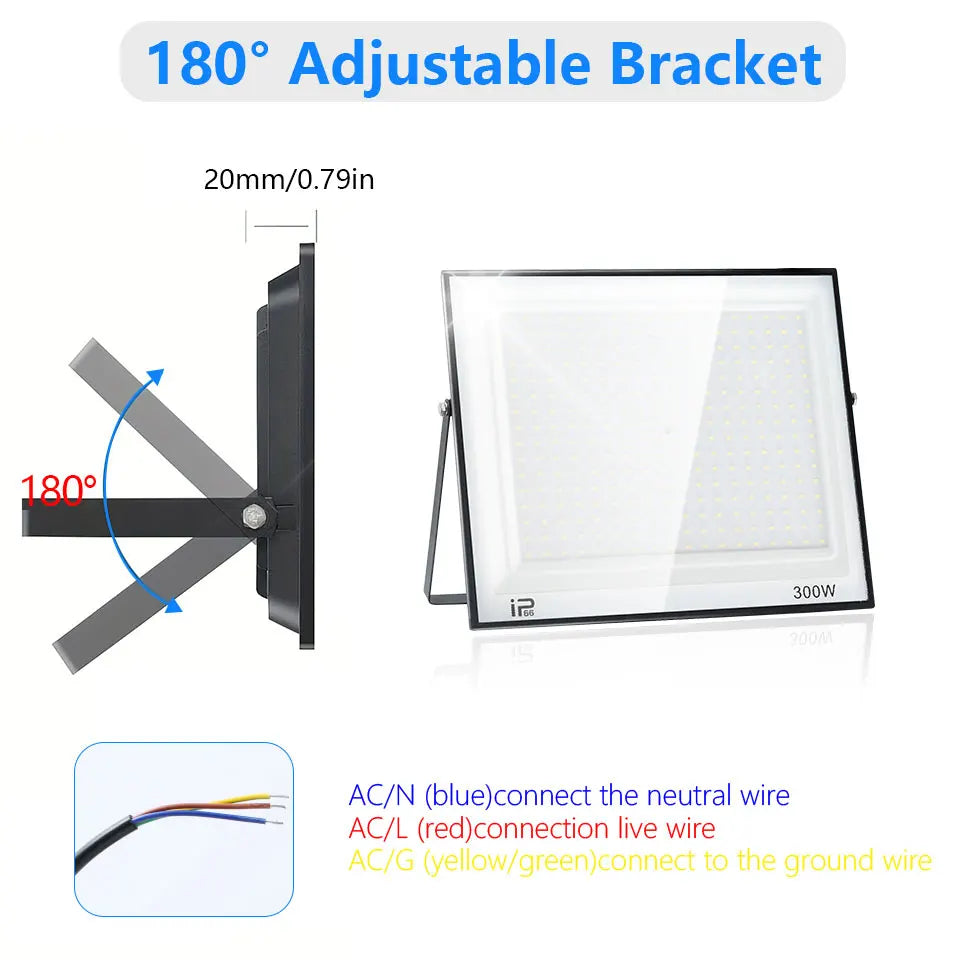200W LED Flood Light 20W 30W 50W 70W 100W 150W 300WHigh Bright IP66 Waterproof Outdoor Lighting LED Spotlight Garden Floodlights