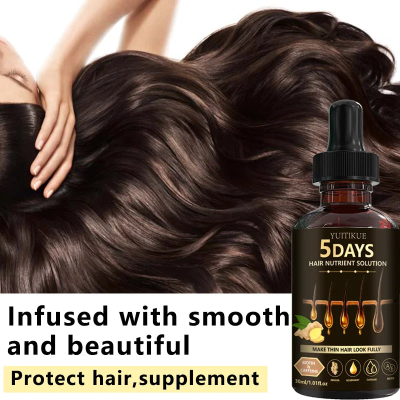 YUITIKUE 5 Days Hair Nutrient Solution 30ml - Ginger & Rosemary Scalp Serum for Fuller, Thicker Hair