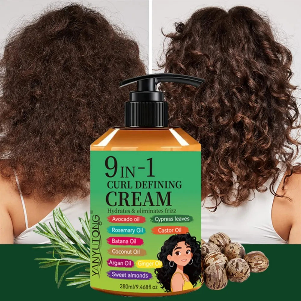 280ml Curly Hair Styling Cream, Moisturizing and Smoothing Formula, Enhances the Elasticity and Shine of Curly Hair, Easy to Set