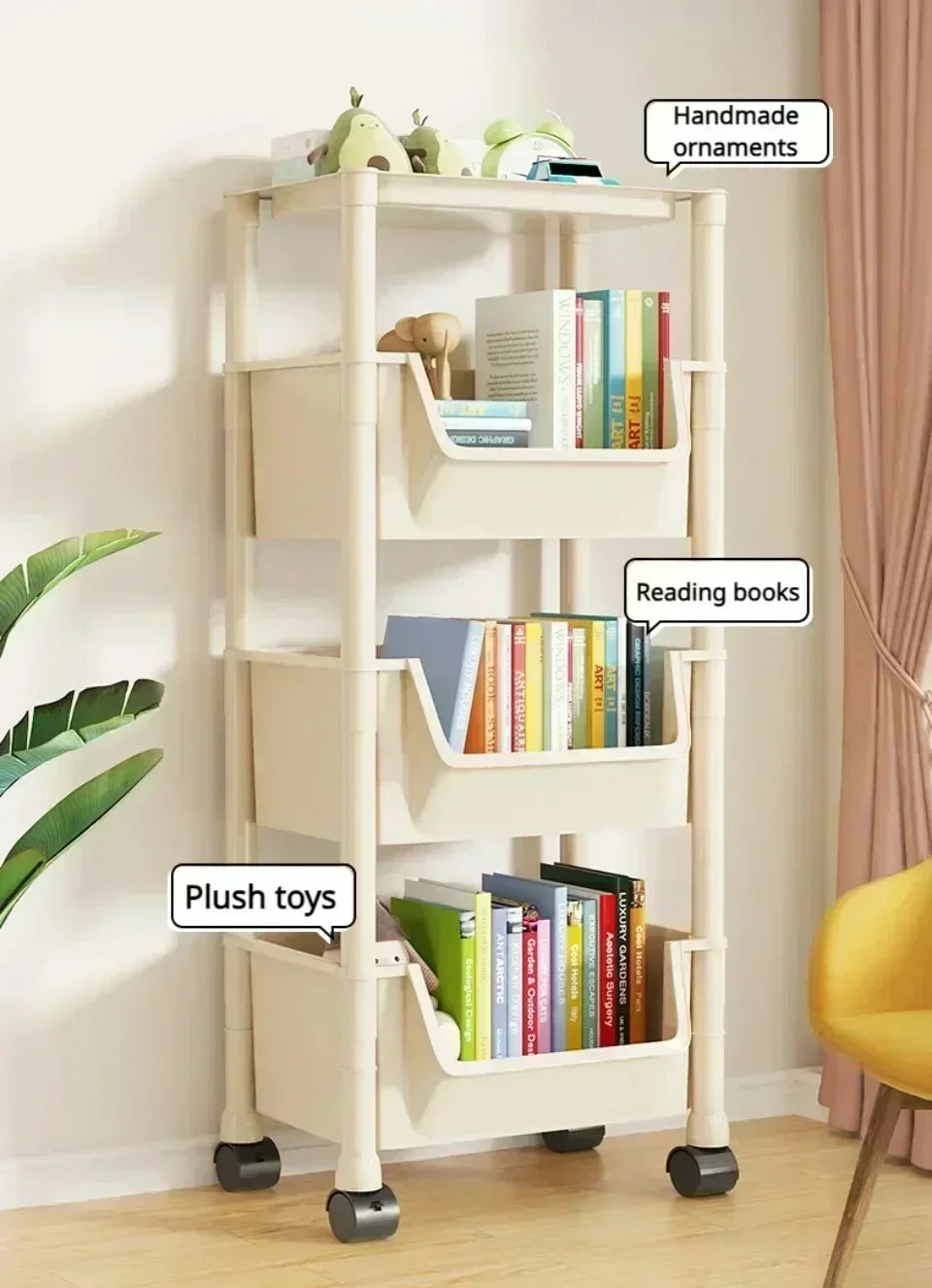 Trolley Bookshelf Kitchen Storage Rack Kitchen Corner Narrow Slit Storage Living Room Cabinet Bathroom Home Organizer Gifts