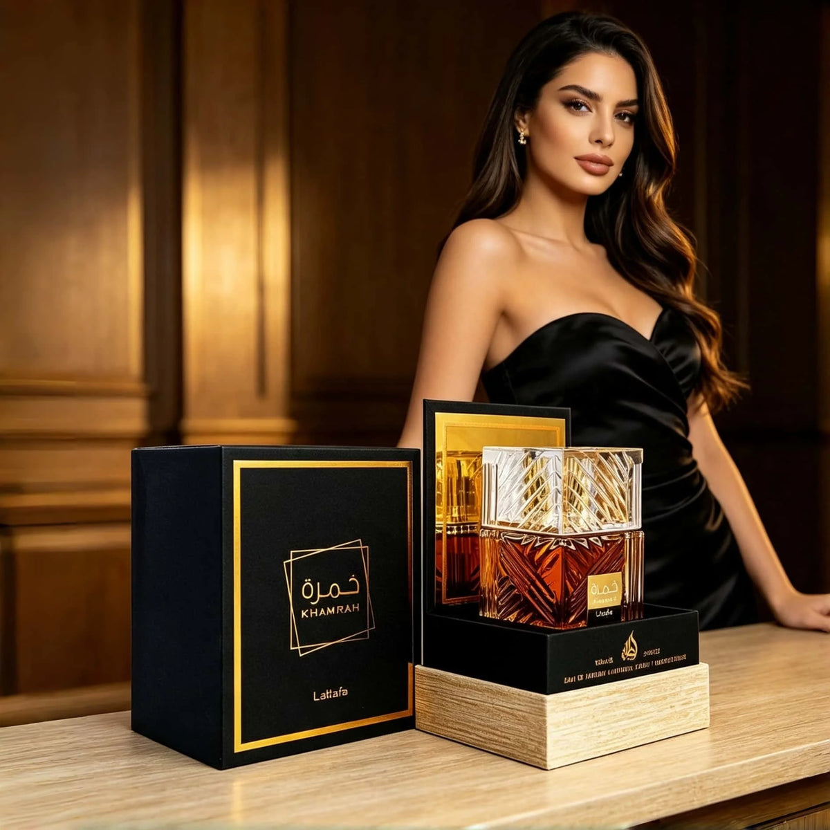 Lattafa Khamrah Eau De Parfum Spray 100ml, Long Lasting Warm Spicy Vanilla Amber Woody Fragrance, Luxury Cut Crystal Square Bottle Arabian Perfume for Daily Occasion Gift Collection