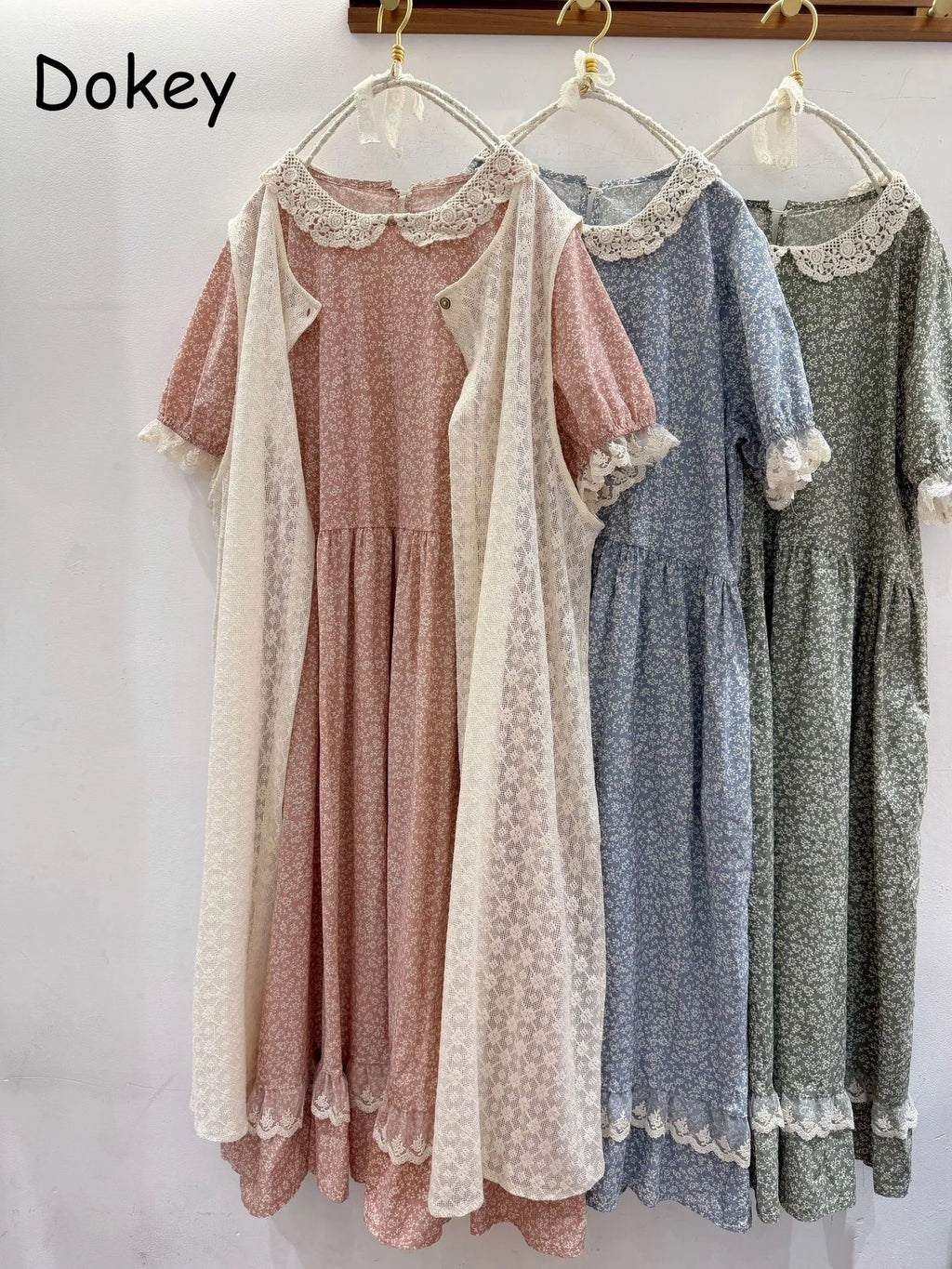 Vintage Ruffled Cotton Linen Flower Dress Women's New Summer Peter Pan Collar Short Sleeve Loose Boho Dress Casual Midi Vestidos