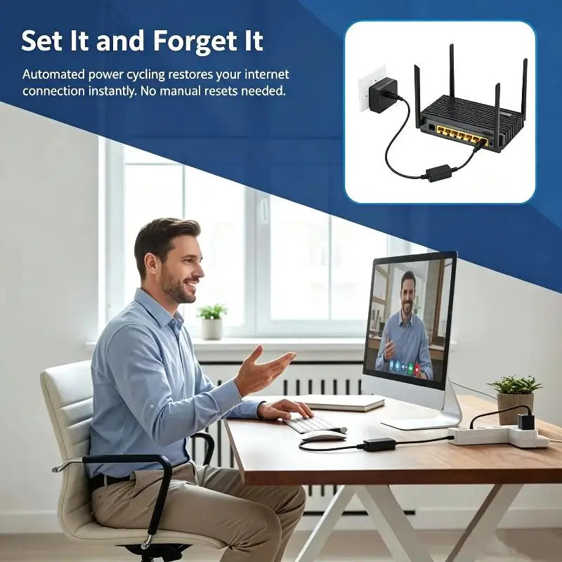 Router Automatic Reboot Cable 24H Auto Reset Multi Voltage Support For Home Office Wifi Routers