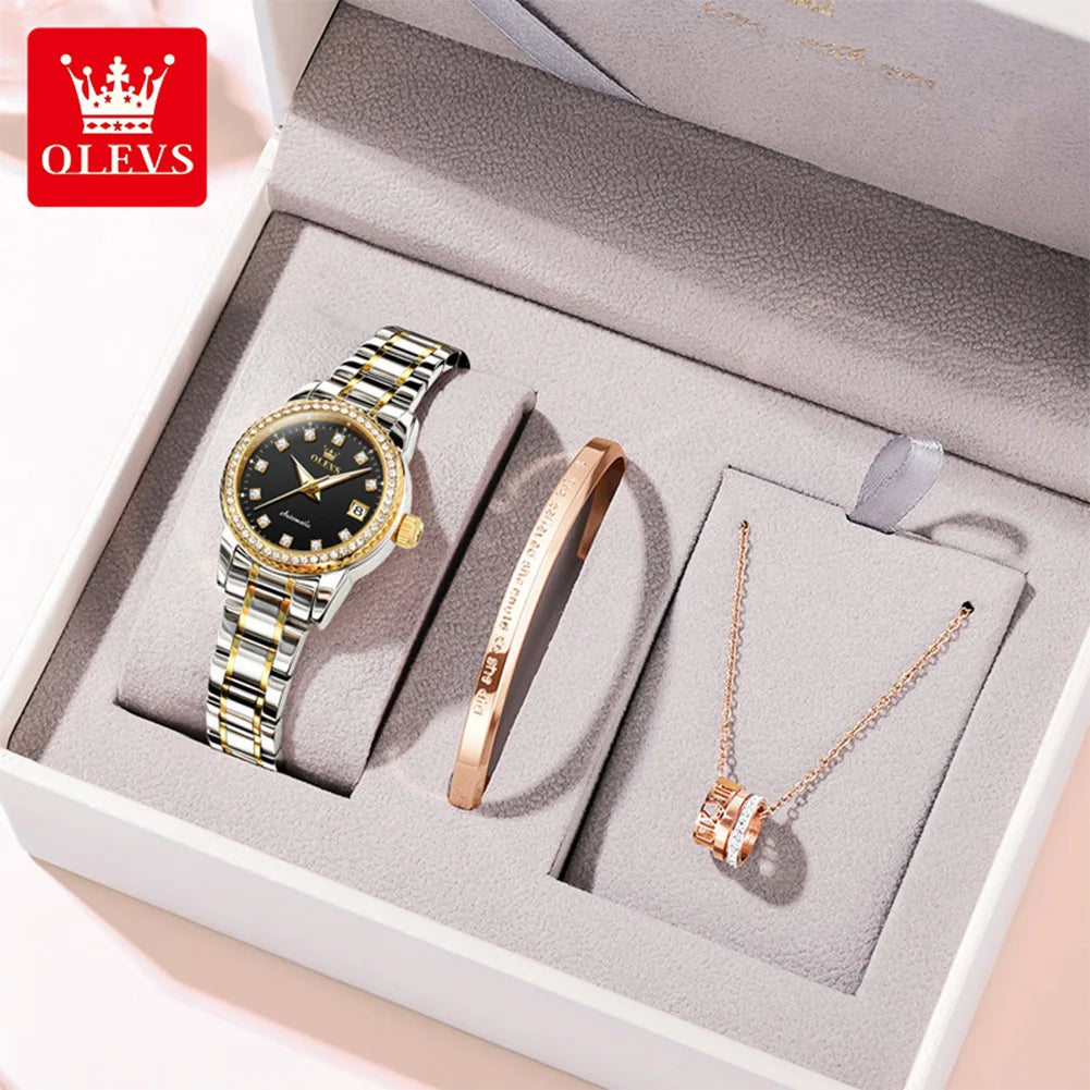 OLEVS Automatic Mechanical Watch for Ladies Auto Date Top Brand Business Luxury Women Watch NEW 7003