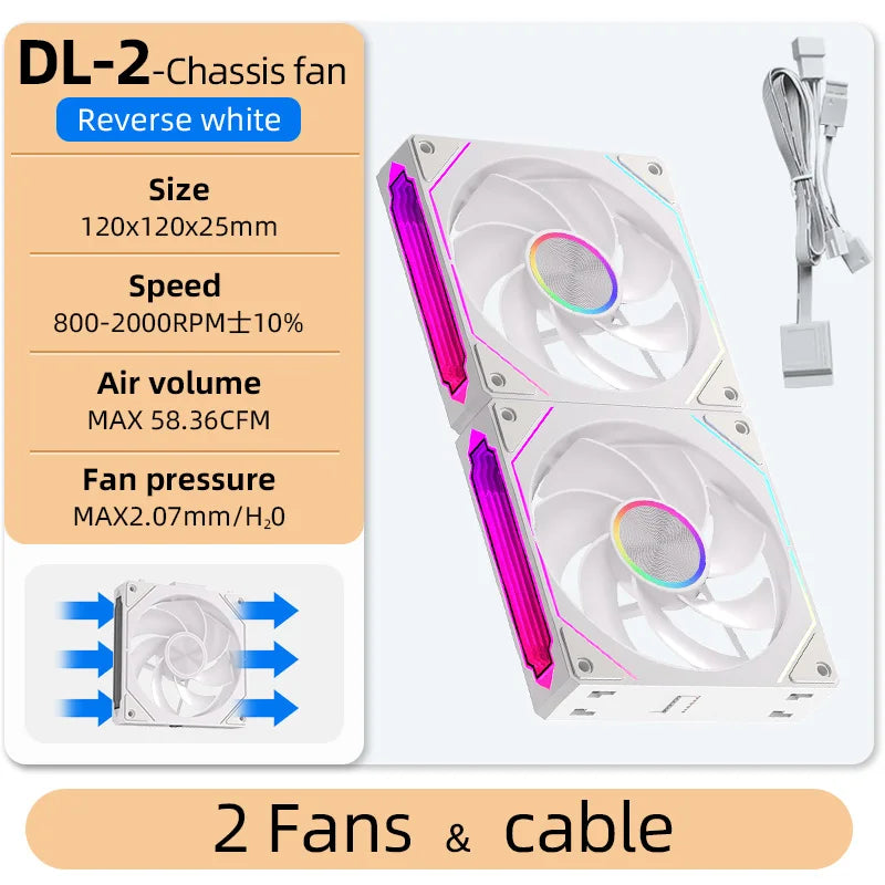 Coolcirc DL-2 Modular Wireless Splicing 120mm PC Case Cooling Fan ARGB Infinite Mirror Lighting Effect for Computer Water Cooler