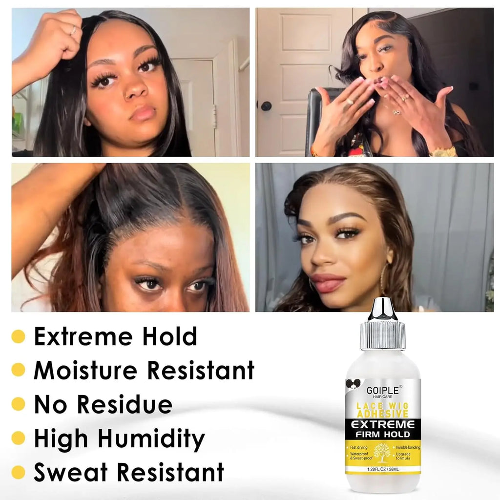 GOIPLE Waterproof Lace Glue Kit Melting Spray Holding Spray Wig Adhesive Remover HD Wig Caps for Natural Hairline Install