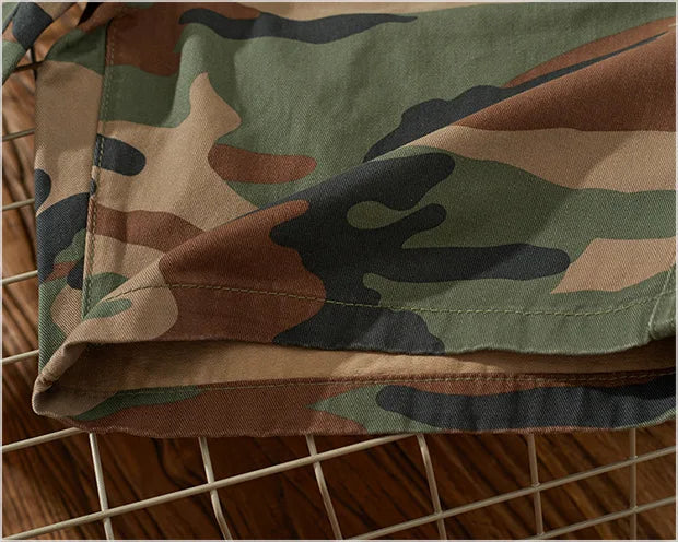 Summer New Camouflage Workwear Shorts Loose Men's Fashion Brand American Retro Casual Multi-Pocket Shorts Polyester Fiber