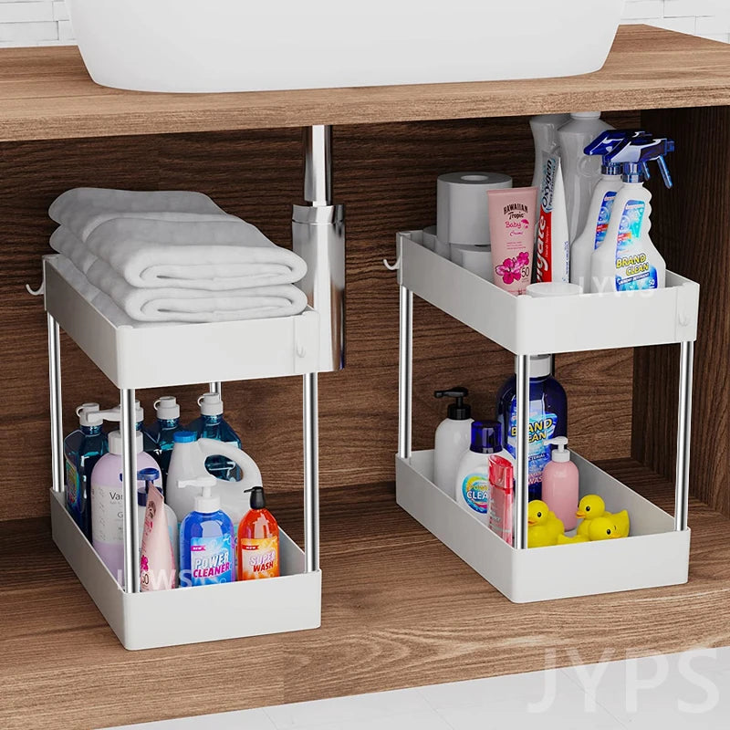2 Tier Under Sink Organizer Kitchen Organizer Cabinet Storage Rack Multipurpose Rack Under Sink Storage for Bathroom Kitchen