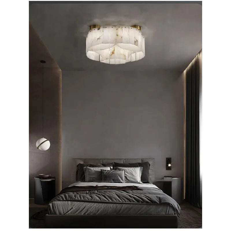Modern Light Luxury Natural Marble Ceiling Pendant Lamps Home Decor Appliance Hanging Lamps Brushed Matte Gold Lighting
