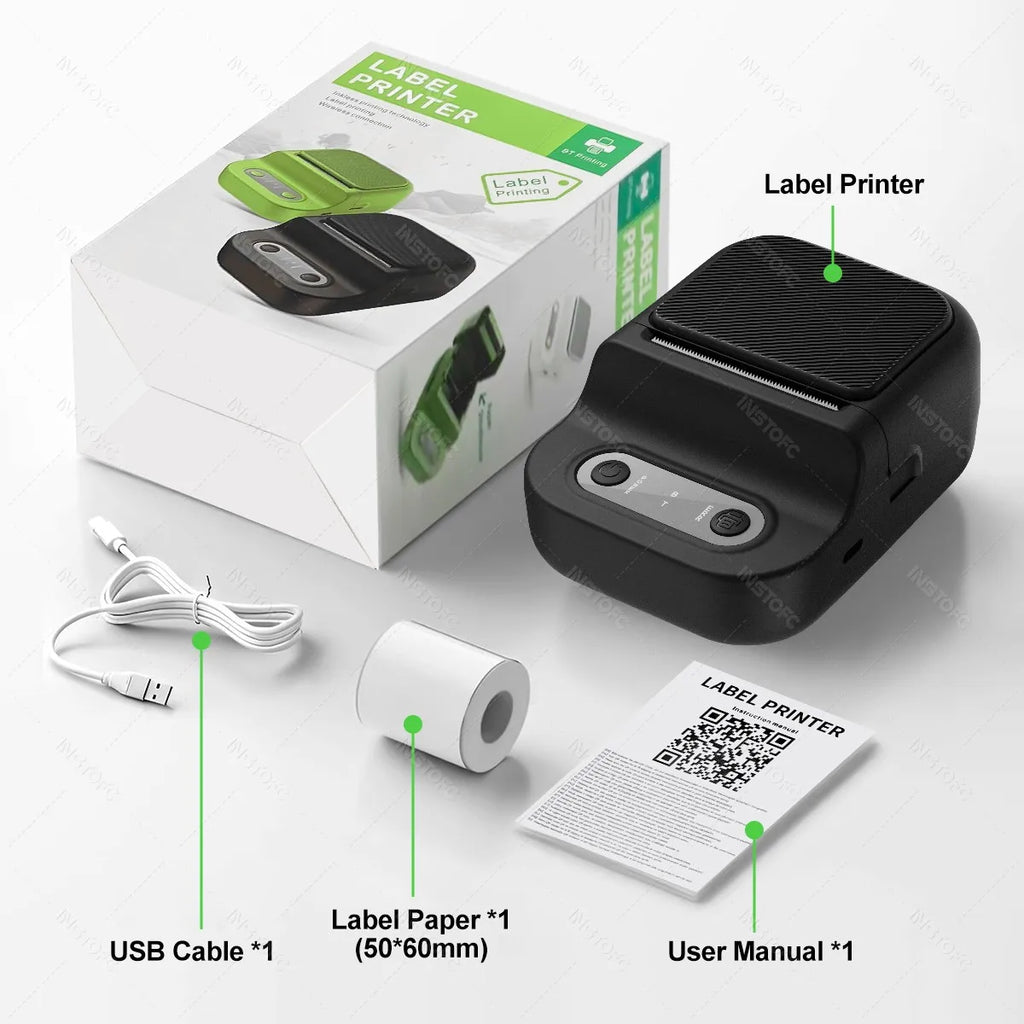 Support 12-57mm Width Mini Thermal Label Printer Self-adhesive Paper Portable Inkless Printer Bluetooth Sticker Tag Label Maker