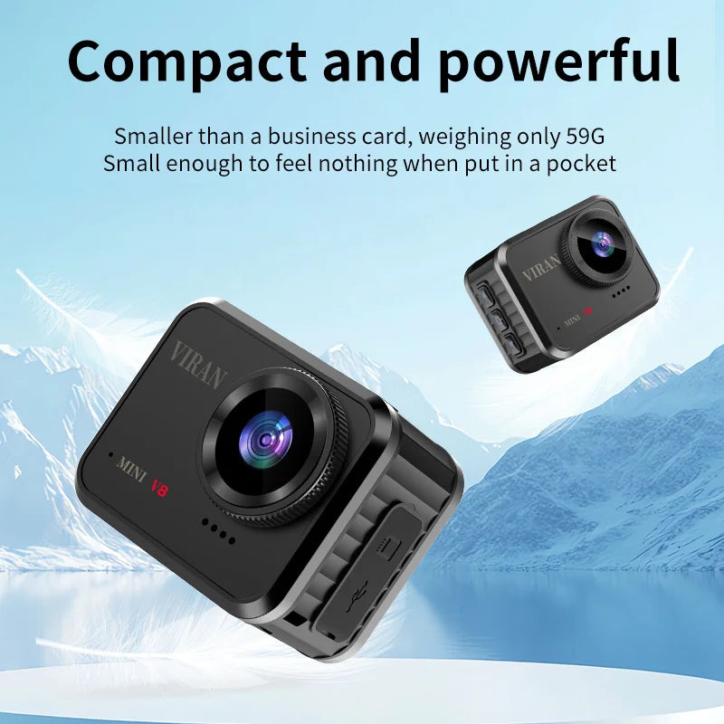 Mini HD Action Camera with 1.54 Inch Screen Long Battery Life Portable for Cycling Outdoor Recording Includes 128GB Memory Card