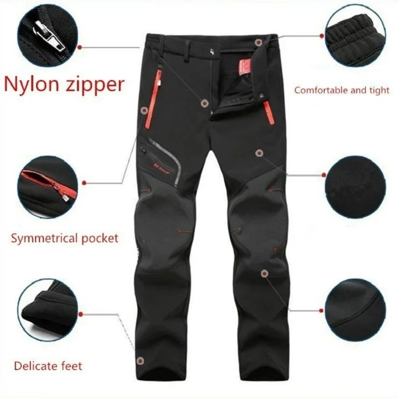 New Men's Customize Your Logo Winter Outdoor Hiking Trousers Camping Climbing Fishing Skiing Trekking Softshell Warm Pants