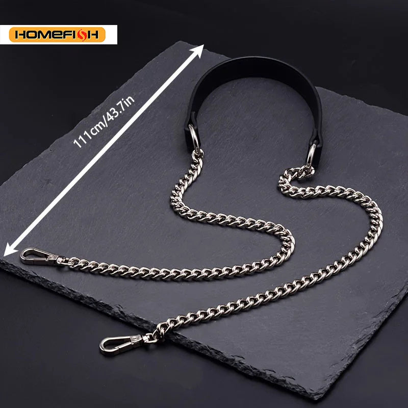 120CM Replacement Metal Bag Chain Strap, PU Leather Shoulder Strap For DIY Handbag Crossbody Bag Accessories