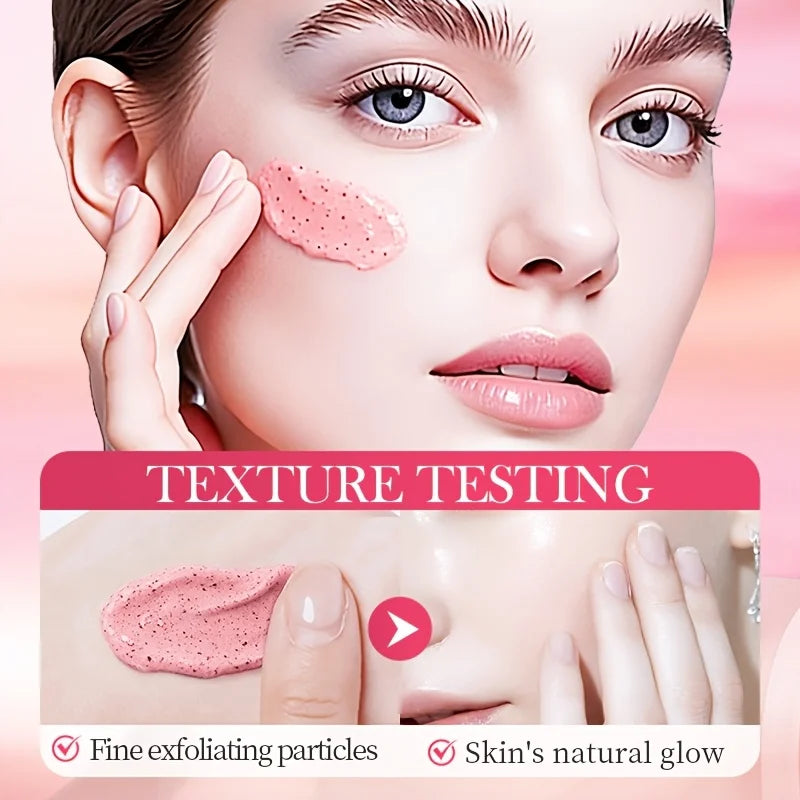 100g Strawberry Aha Face Scrub Balm, Deep Cleansing, Hydrating, Exfoliating Particles, Brighter and Radiant Skin, Moisturizing