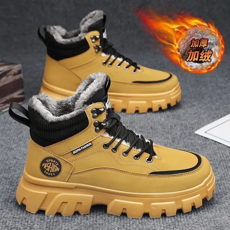 High Top Casual Grey Suede Shoes Men's Lace Up Black Flat Bottom Short Boots Men's Chelsea Boots High-quality Brand Denim Boots