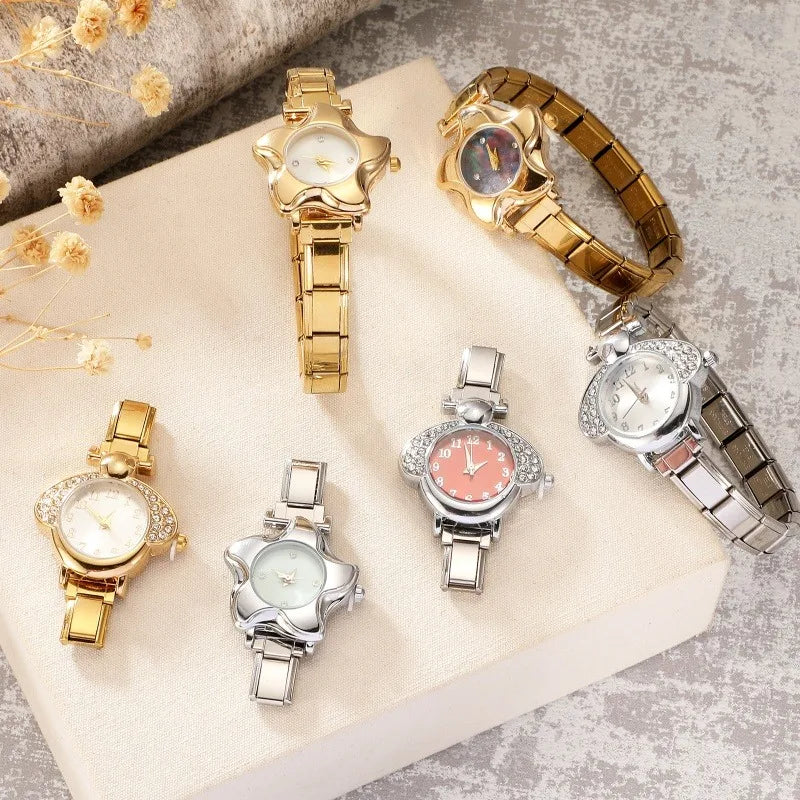 Irregular alloy case Arabic numeral classic dial Stars-shaped diamond-encrusted fashion Stainless Steel Bracelet ladies watch