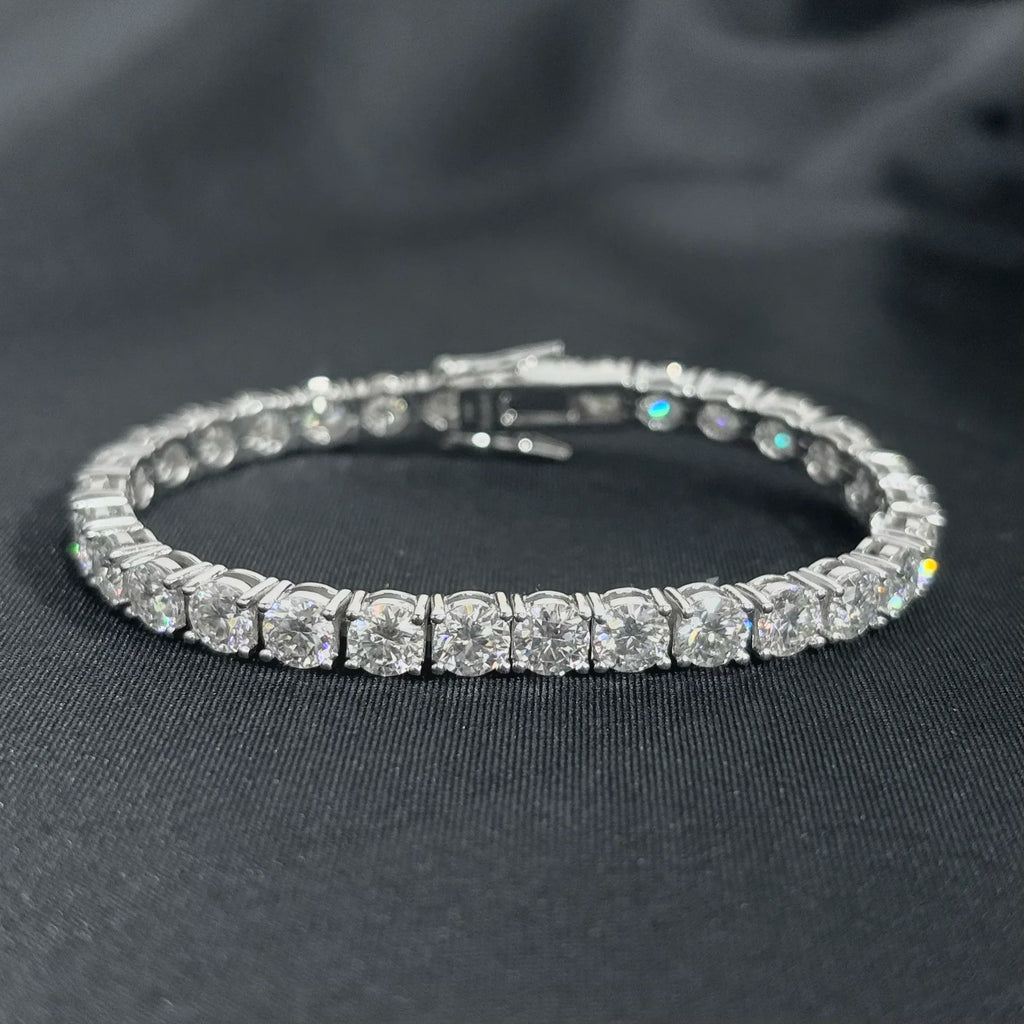 OEVAS Full Moissanite Tennis Bracelet 925 Silver Plated 18k Gold for Women Man Wedding Party Fine Jewelry Can Pass Diamond Test