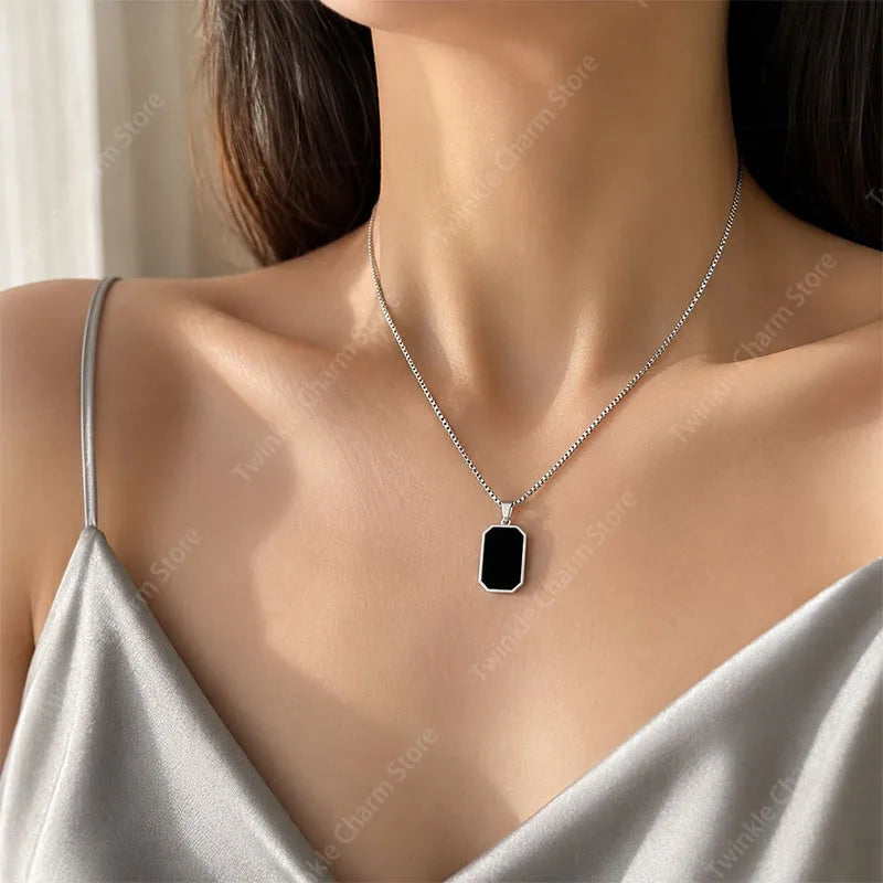 Necklaces Exquisite Minimalist Square Pendant Choker Chains Fashion Necklace For Women Jewelry Party Gifts Подвеска На Шею